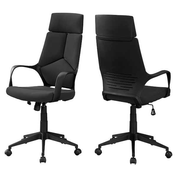Monarch Specialties Office Chair, Adjustable Height, Swivel, Ergonomic, Armrests, Computer Desk, Work, Metal, Black I 7272